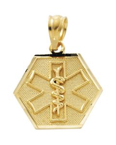 Medical Id Pendant 14K Yellow Gold 15.25X14.75