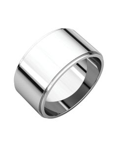 14kt White 10mm Flat Edge Band