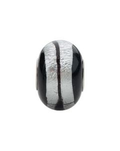 Kera Silver Stripe Murano Glass Bead Sterling Silver  14.00X10.00 Mm; Silver Stripe Glass Grommets Bead