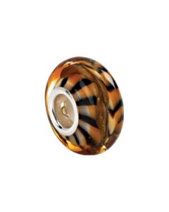 Kera Tiger Print Murano Glass Bead Sterling Silver  14.00X07.00 Mm; Tiger Print Glass Grommets Bead