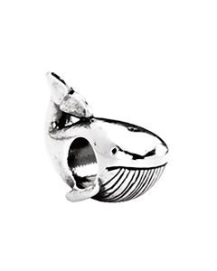 Sterling Silver 14.25x12.75mm Whale Bead