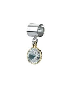 06.00 Mm Kera Bead With Birthstone Dangle Sterling Silver & 14K Yellow Gold April