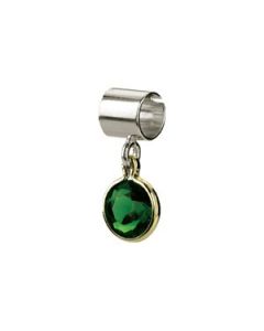 06.00 Mm Kera Bead With Birthstone Dangle Sterling Silver & 14K Yellow Gold May
