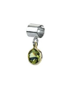 06.00 Mm Kera Bead With Birthstone Dangle Sterling Silver & 14K Yellow Gold Aug