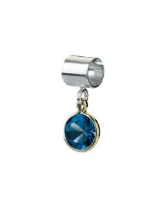06.00 Mm Kera Bead With Birthstone Dangle Sterling Silver & 14K Yellow Gold Sept