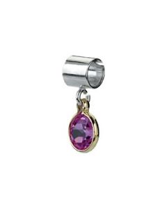 06.00 Mm Kera Bead With Birthstone Dangle Sterling Silver & 14K Yellow Gold Oct