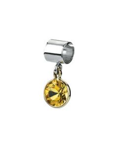 06.00 Mm Kera Bead With Birthstone Dangle Sterling Silver & 14K Yellow Gold Nov