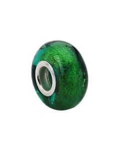 Kera Gold And Green Murano Glass Bead Sterling Silver  14X7