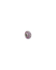 Sterling Silver 14x7mm Purple Mosaic Mother of Pearl Bead