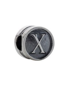 10.60 Mm Kera Alphabet Cylinder Bead Sterling Silver  X