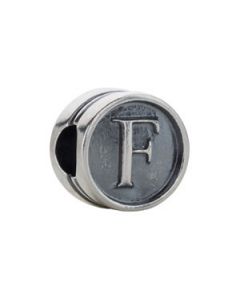 10.60 Mm Kera Alphabet Cylinder Bead Sterling Silver  F