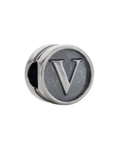 10.60 Mm Kera Alphabet Cylinder Bead Sterling Silver  V