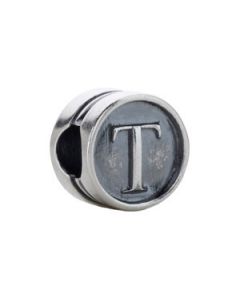 10.60 Mm Kera Alphabet Cylinder Bead Sterling Silver  T