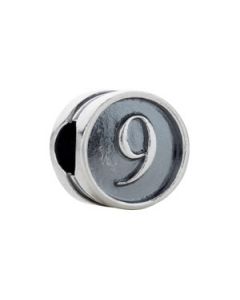 10.60 Mm Kera Numeral Cylinder Bead Sterling Silver  9