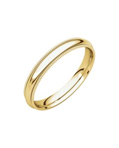 18kt Yellow 3mm Comfort Fit Milgrain Band