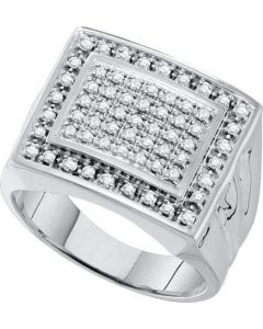 Mens Diamond Ring 0.50CTW DIAMOND CLUSTER MENS RING 10KT White Gold