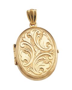 Oval Medium Embossed Locket 14K Yellow Gold 26.00X19.00 Mm