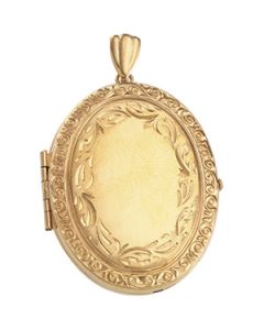 Victorian Engraved Rim Locket 14K Yellow Gold 35.00X27.00 Mm