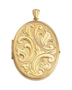 Oval Large Embossed Locket 14K Yellow Gold 43.00X32.00 Mm