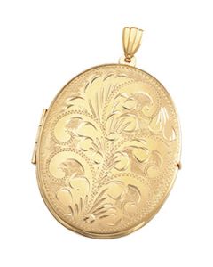 Oval Large Engraved Locket 14K Yellow Gold 04.25X32.00 Mm