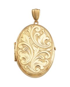 Oval Large Embossed Locket 14K Yellow Gold 32.50X22.00 Mm
