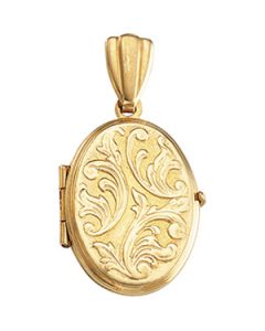 Oval Medium Embossed Locket 14K Yellow Gold 16.50X13.50 Mm