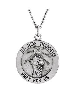 Sterling Silver 18.25 Round St. Jude Thaddeus Medal 18