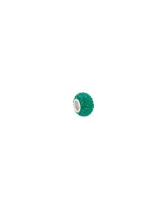 Sterling Silver 12x8mm Emerald-Colored Crystal Pave' Bead