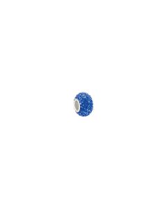 Sterling Silver 12x8mm Sapphire-Colored Crystal Pave' Bead