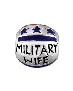 Sterling Silver 9mm Military Wife Enamel Bead
