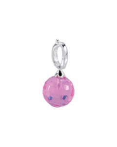 Kera Pink Crystal Charm Bead Sterling Silver  12.00Mm Pink Crystal Charm Bead