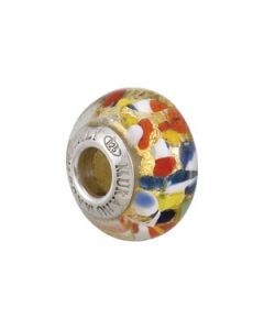Kera Bella Viaggio Multi Color Glass Bead With Aventurina And Gold Foil Sterling Silver  10.00X15.00 Mm