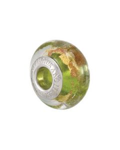 Kera Bella Viaggio Green Glass Bead With Aventurina And Gold Foil Sterling Silver  10.00X15.00 Mm