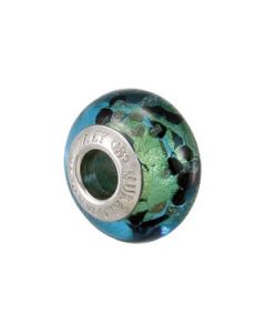 Kera Bella Viaggio Blue And Black Leopard Glass Bead Sterling Silver  10.00X15.00 Mm