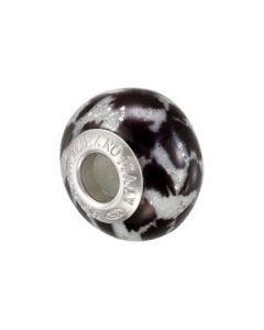 Kera Bella Viaggio Black And White Animal Stripe Glass Bead Sterling Silver  10.00X15.00 Mm