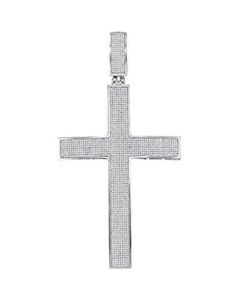 10kt White Gold Mens Diamond Christian Roman Cross Charm Pendant 2-1/5 Cttw 