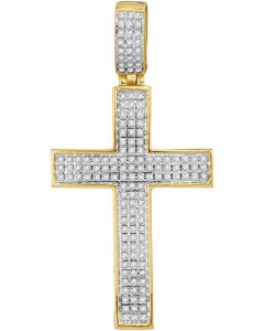 10kt Yellow Gold Mens Diamond Symmetrical Christian Cross Charm Pendant 3/8 Cttw 