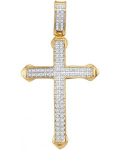 10kt Yellow Gold Mens Diamond Christian Cross Charm Pendant 1/4 Cttw 