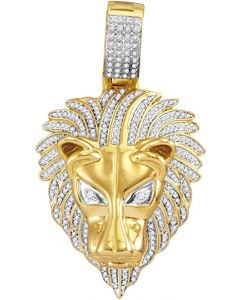 10kt Yellow Gold Mens Diamond Lion Head Animal Charm Pendant 7/8 Cttw 