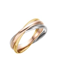 14kt Yellow, 14kt Rose & 14kt White 2.5mm Three Band Rolling Ring Size 10.5
