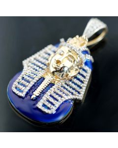 MENS DIAMOND CHARM EGYPTIAN PHAROH SPHINX CHARM REAL 10K SOLID GOLD 0.6CT