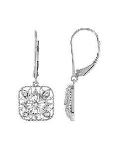 Sterling Silver 1/10 Diamond Accented Lever Back Earrings