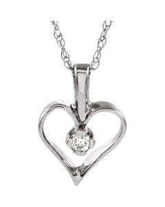 14kt White .03 CTW Diamond Heart 18