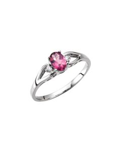 Genuine Pink Tourmaline & Diamond Ring
