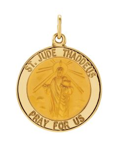 14kt Yellow 18.25mm Round St. Jude Thaddeus Medal