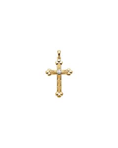 14kt Yellow 1/10 CTW Diamond Cross Pendant