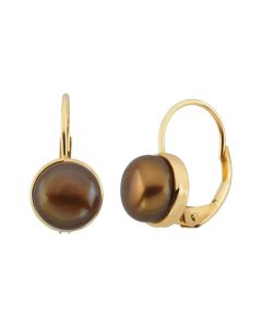 14kt Yellow Freshwater Dyed Chocolate Pearl Earrings
