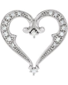 14kt White 1/5 CTW Diamond Heart Pendant Slide