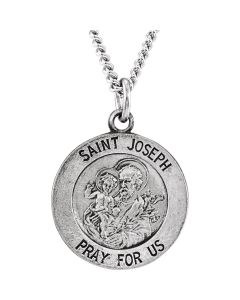 Sterling Silver 15mm Round St. Joseph Medal 18