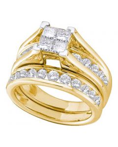 2.00CTW DIAMOND INVISIBLE BRIDAL SET 14K YELLOW GOLD